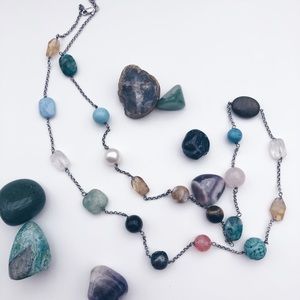 Beautiful beaded Long chunky gemstone necklace